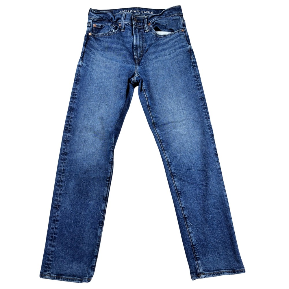 American Eagle Original Straight Jeans Mens 28x30 Blue Medium Wash Easy Flex